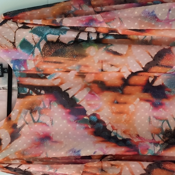 Torrid chiffon Clip Dot Boho Blouse Baloon Sleeves abstract butterfly print 2x - Picture 5 of 12